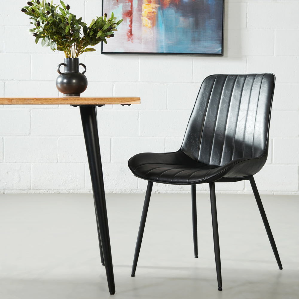 Black dining discount chairs faux leather