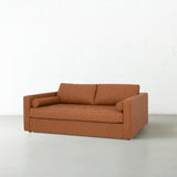 FONDA - Brown Vegan Leather Sofa Bed with Memory Foam Mattress