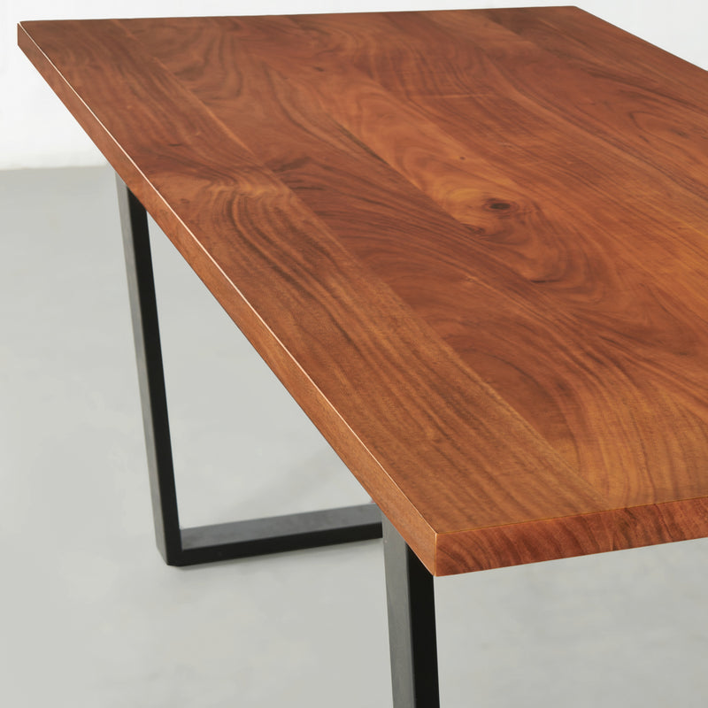 DANTON - Acacia Straight Cut Table 3.5cm Thickness Top with U Black Legs