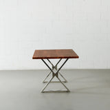 DANTON - Acacia Straight Cut Table 3.5cm Thickness Top with X Chrome Legs
