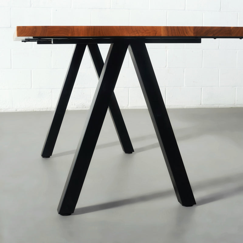 DANTON - Acacia Straight Cut Table 3.5cm Thickness Top with Pyramid Black Legs