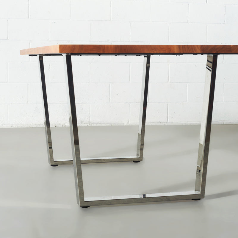 DANTON - Acacia Straight Cut Table 3.5cm Thickness Top with U Chrome Legs