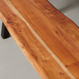 DANTON - Acacia Live Edge Bench 3.5cm Thickness Top with Black Pyramid-Shaped Legs/Natural Color