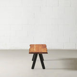 DANTON - Acacia Live Edge Bench 3.5cm Thickness Top with Black Pyramid-Shaped Legs/Natural Color