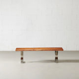 DANTON - Acacia Live Edge Bench 3.5cm Thickness Top with X Chrome Legs