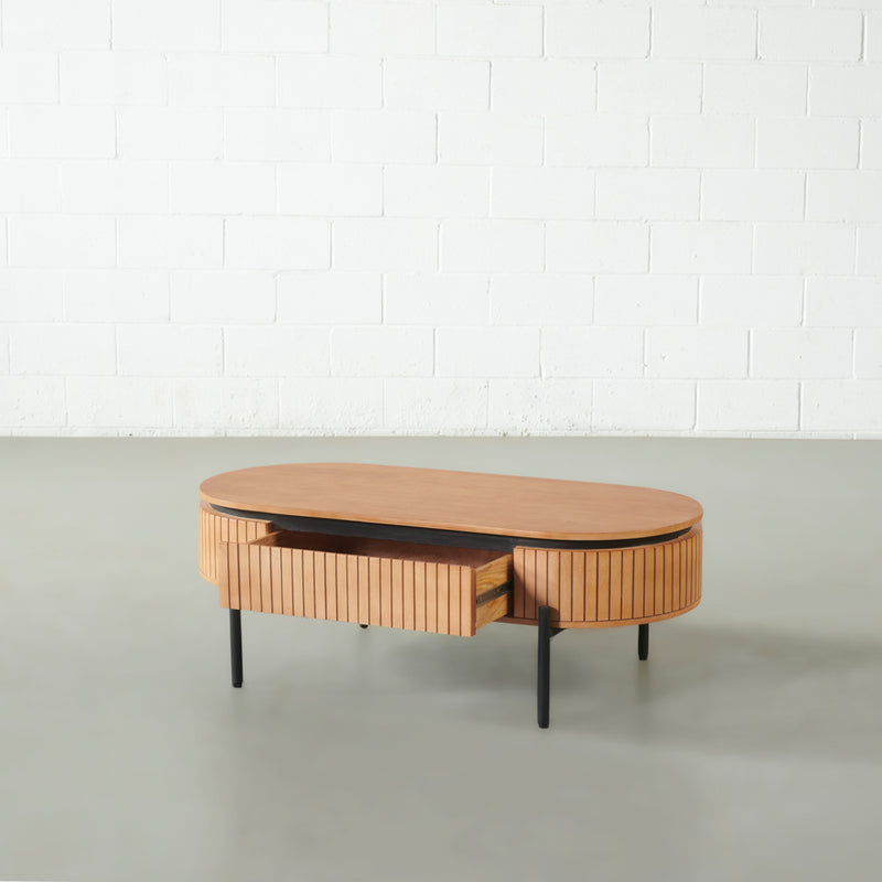 COPENHAGEN Fluted Solid Mango Wood Coffee Table