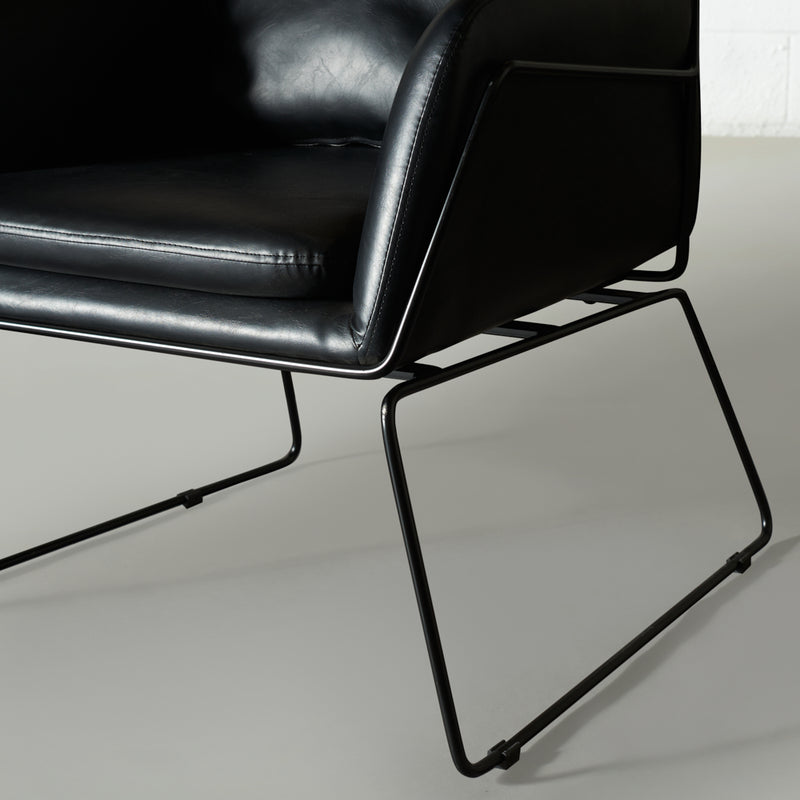 BROOK - Black Leather Lounge Chair