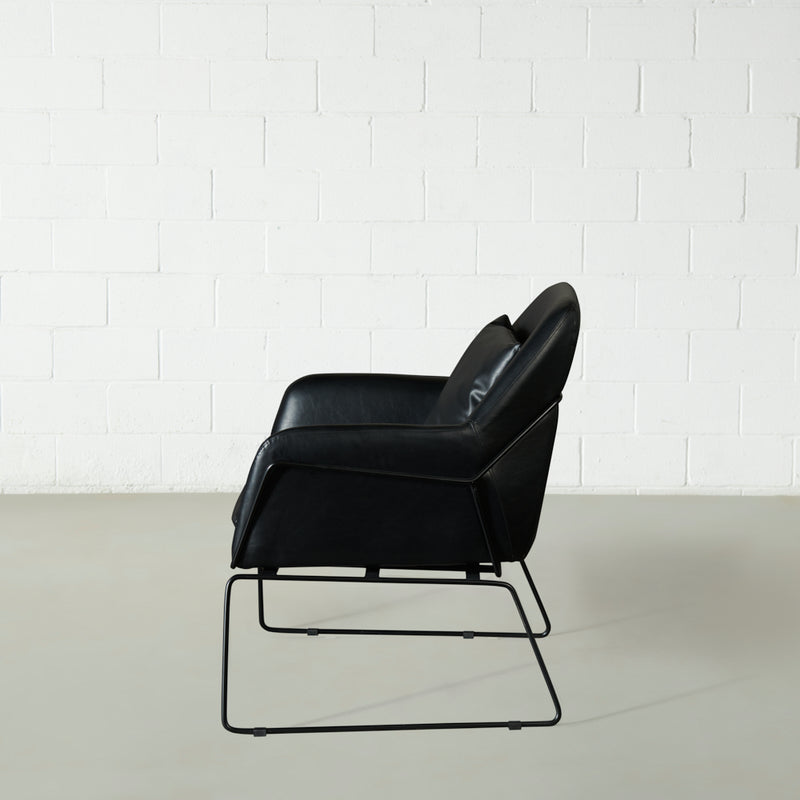 BROOK - Black Leather Lounge Chair