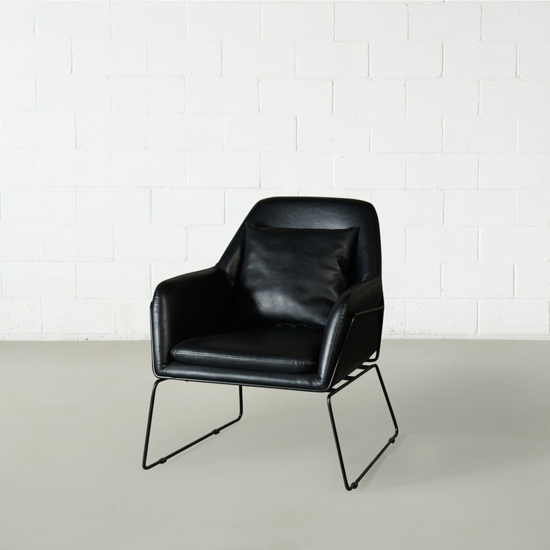 BROOK - Black Leather Lounge Chair