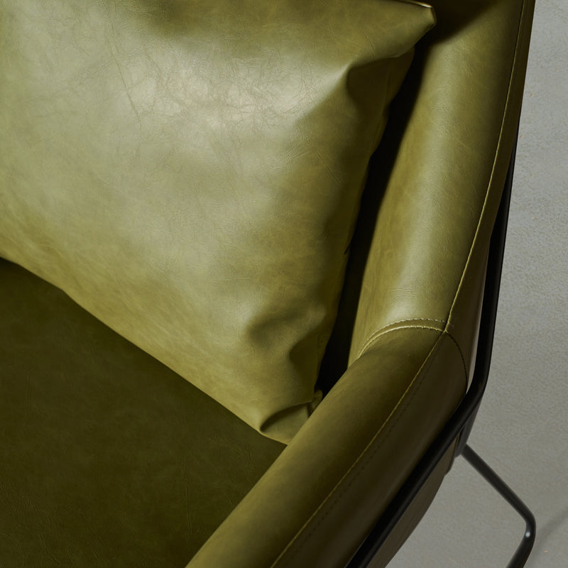 BROOK - Green Leather Lounge Chair