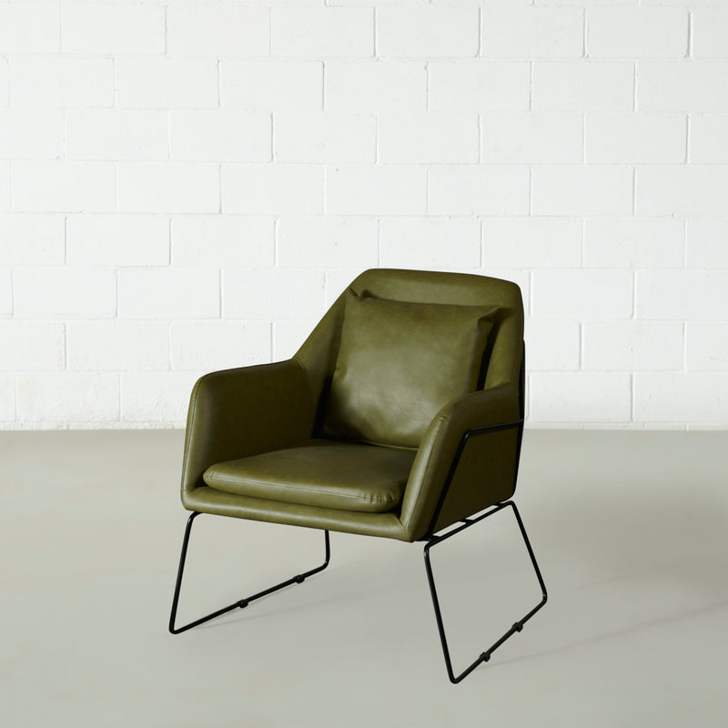 BROOK - Green Leather Lounge Chair