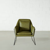 BROOK - Green Leather Lounge Chair