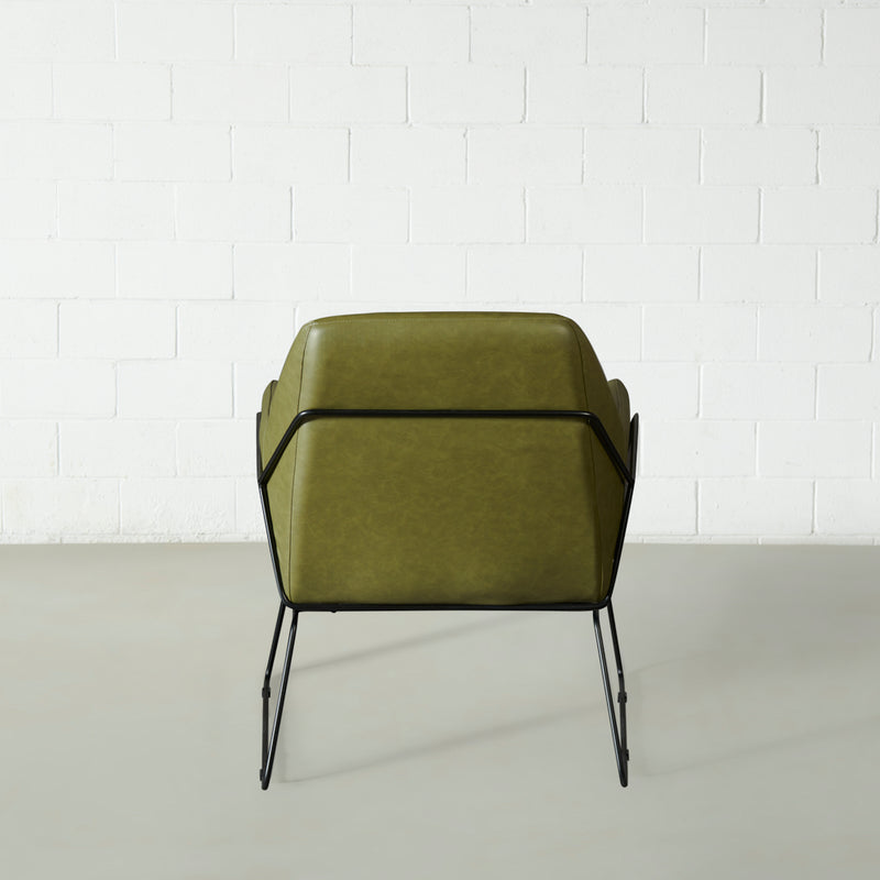 BROOK - Green Leather Lounge Chair