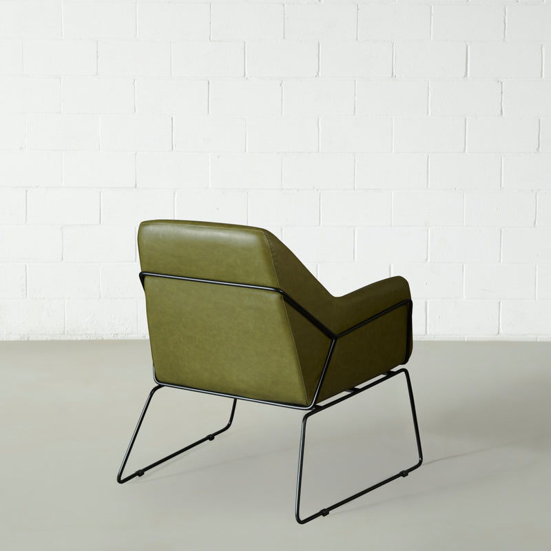 BROOK - Green Leather Lounge Chair