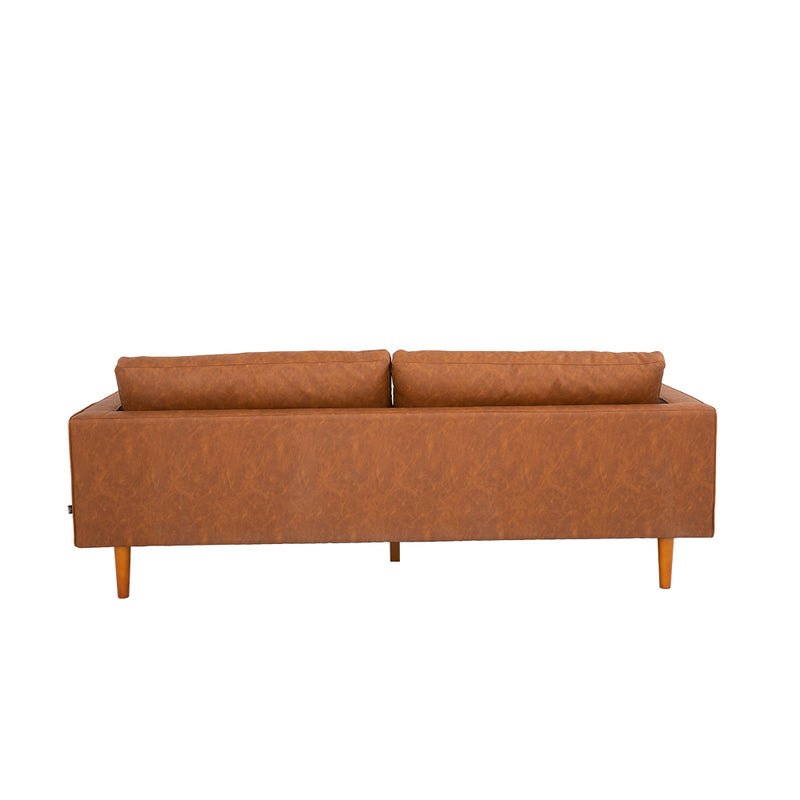 FONDA - Brown Vegan Leather 3-Seater Sofa