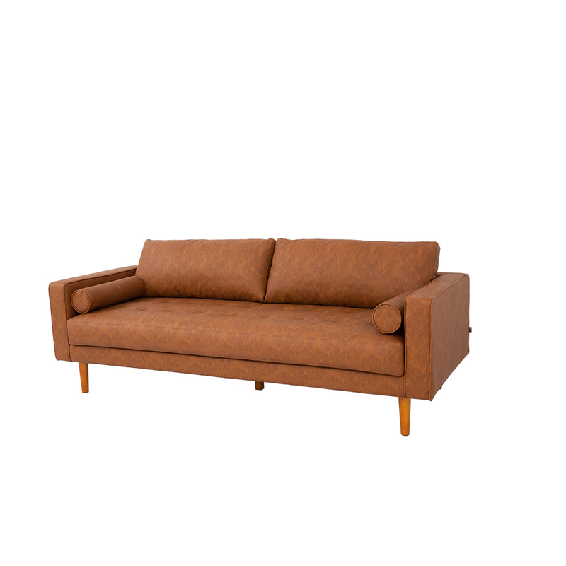 FONDA - Brown Vegan Leather 3-Seater Sofa