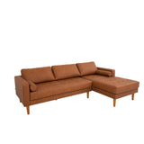 FONDA - Brown Leather Sectional Sofa - Left