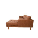 FONDA - Brown Leather Sectional Sofa - Left