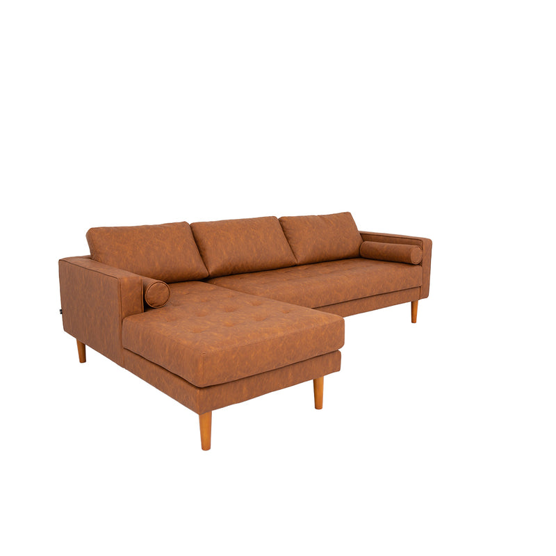 FONDA - Brown Leather Sectional Sofa - Right