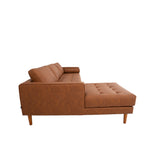 FONDA - Brown Leather Sectional Sofa - Right