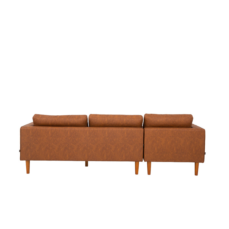 FONDA - Brown Leather Sectional Sofa - Right