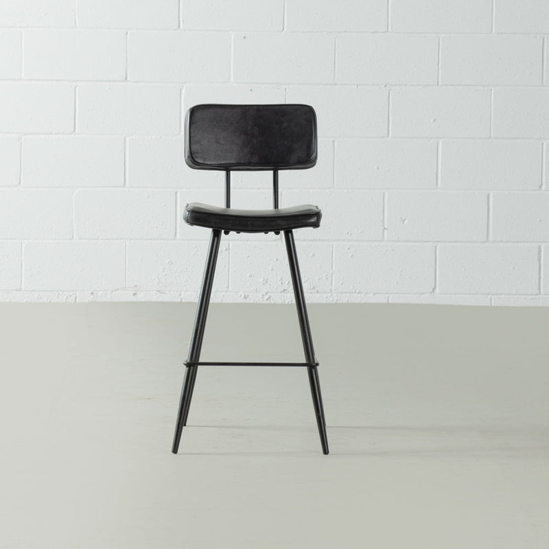 Black Leather Bar Stool (75 cm) - FINAL SALE