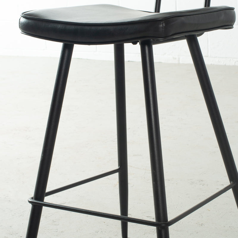 Black Leather Bar Stool (75 cm) - FINAL SALE