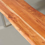 DANTON - Acacia Live Edge Bench 3.5cm Thickness Top with U Chrome Legs